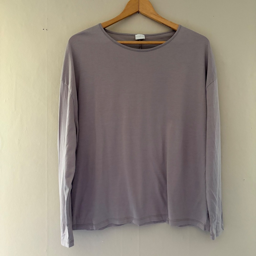 Poetry Womens Silk Blend Top Size 14 Gray Elevated Basic Capsule Minimalist